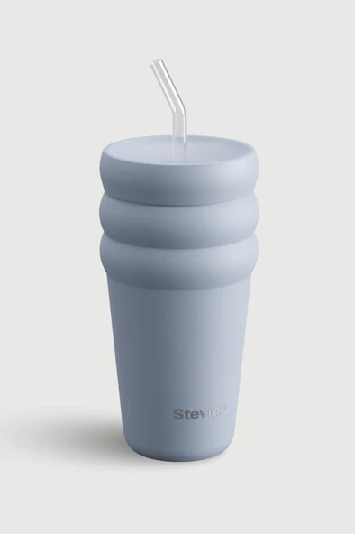 Stevig 3 Bubble Two-Cap Straw Tumbler Çelik Termos 600 ML Zen Blue ST-246 ürün görseli