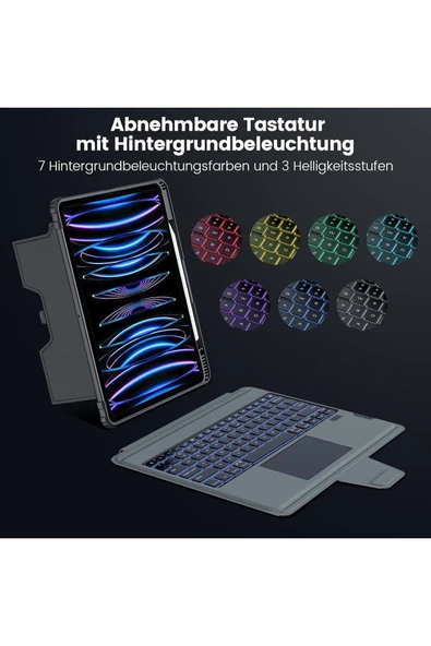 Cisteen Nillkin Klavyelikılıf iPadAir13inç(2024)6/5/4/3 nesil kamerakoruma,çıkarılabilir klavye,aydınlatmalı - Resim 3