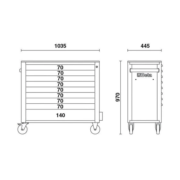 Beta 2400S XL09/E-XL 493 Parça 9 Çekmeceli Takım Arabası - 3