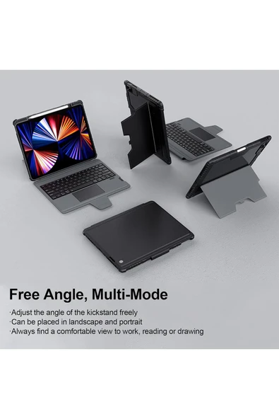 Cisteen Nillkin iPad Pro12.9Klavyeli Kılıf 6.Nesil,touchpad,KalemTutucu,KameraKoruma 5./4./3.Nesil ileUyumlu - Resim 6