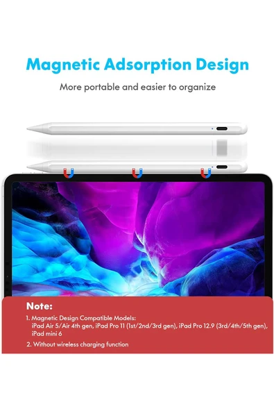 Cisteen iPad(2018-2025)Pro11M4-Air11M2-İp10/9/8/7/6-Air5/4/3-Mini6/5 için Avuç İçi Reddi Aktif Stylus Kalem - Resim 5