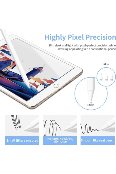 bravesons Ipad 9. Nesil 10.2 Uyumlu Sensitivity Stylus Kapasitif Tasarım Çizim Tablet Kalemi(3 Ad YEDEK UÇ) - Resim 6