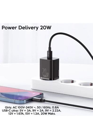 Baseus Super Si 20w Pd Type-c Hızlı Şarj Adaptörü Hızlı Şarj Aleti 20w Iphone 12-11 Hızlı Şarj - Resim 3