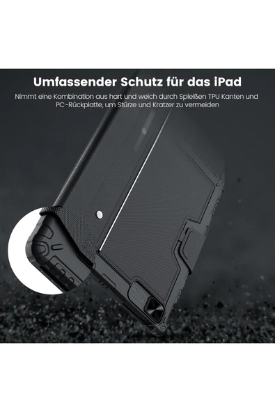 Cisteen Nillkin Klavyelikılıf iPadAir13inç(2024)6/5/4/3 nesil kamerakoruma,çıkarılabilir klavye,aydınlatmalı - Resim 6