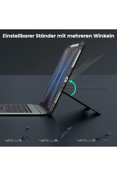 Cisteen Nillkin Klavyelikılıf iPadAir13inç(2024)6/5/4/3 nesil kamerakoruma,çıkarılabilir klavye,aydınlatmalı - Resim 7