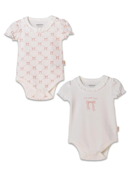 Bebek 2li Kısa Kollu Zıbın Body %100 Organik Pamuk, Bebek-Yenidoğan-CSY8137 - 2