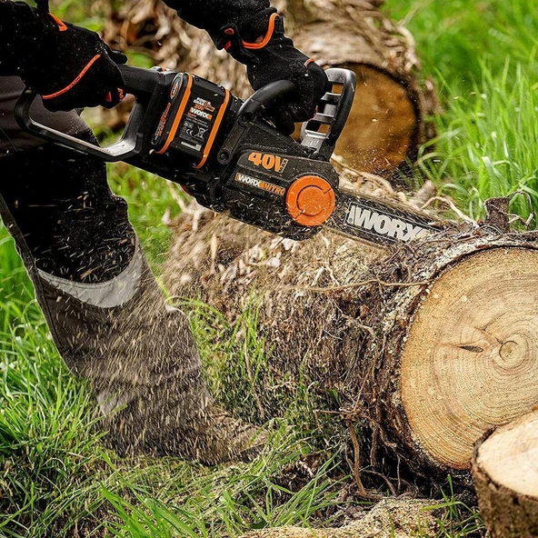 Worx 40CM Profesyonel Şarjlı Kömürsüz Zincirli Testere - 40Volt 4.0Ah Li-ion - 3