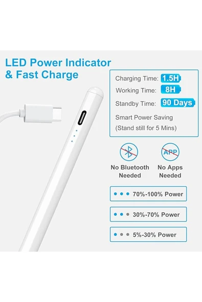bravesons İpad Air Pro Mini 9/10 Nesil Uyumlu Palm Rejection Stylus Hassas Çizim Kalemi 4. Nesil(3 Ad UÇ) - 5