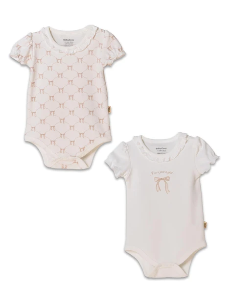 Bebek 2li Kısa Kollu Zıbın Body - Bebek, Yenidoğan %100 Organik Pamuk - csy8168