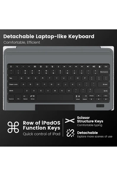 Cisteen Nillkin iPad Pro12.9Klavyeli Kılıf 6.Nesil,touchpad,KalemTutucu,KameraKoruma 5./4./3.Nesil ileUyumlu - Resim 3