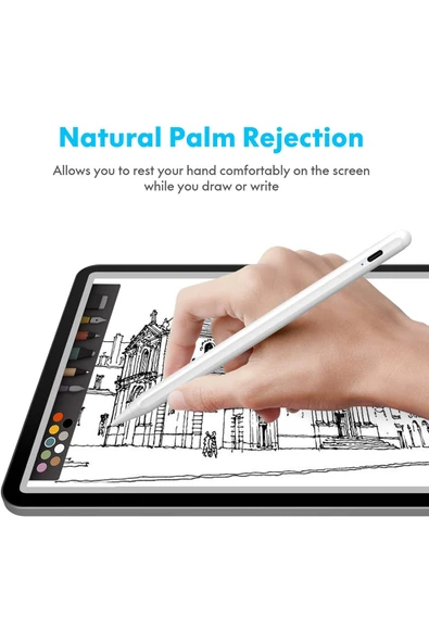 Cisteen iPad(2018-2025)Pro11M4-Air11M2-İp10/9/8/7/6-Air5/4/3-Mini6/5 için Avuç İçi Reddi Aktif Stylus Kalem - Resim 4