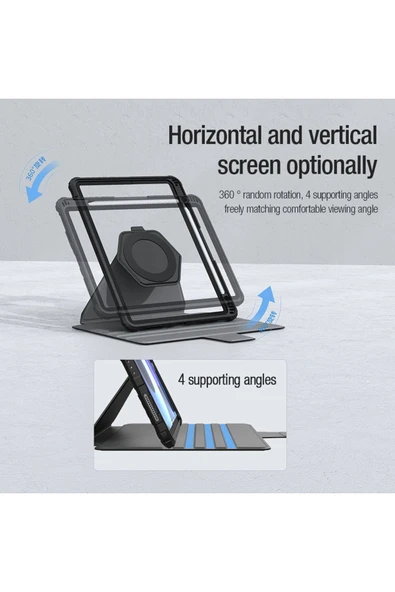Cisteen iPad A16 11.Nesil 2025 11inç/10.Nesil 2022 10,9 İnç Kalemlikli Standlı Sağlam DüşmeyeDayanıklı Kılıf - Resim 2