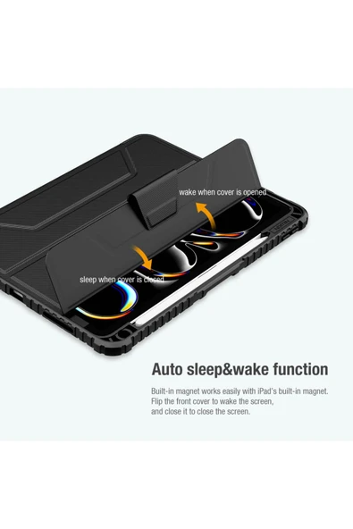 Cisteen NİLLKİN Apple İpad Air 11inç 2024 Air 4/5.nesil 10.9 Kalemlikli Standlı DüşmeyeDayanıklı Kılıf - Resim 4