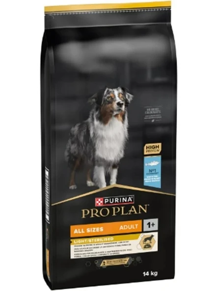 Pro Plan Light/ Sterilised Alabalıklı Kısırlaştırılmış Tüm Irklar İçin Yetişkin Köpek Maması 14Kg ürün görseli 1