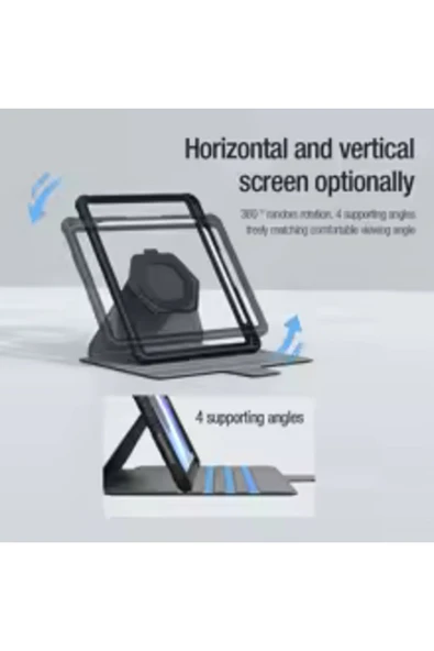 Cisteen NİLLKİN Apple İpad Air 11inç M2/m3 Air 4/5.nesil 10.9 Kalemlikli Standlı DüşmeyeDayanıklı Kılıf - Resim 2