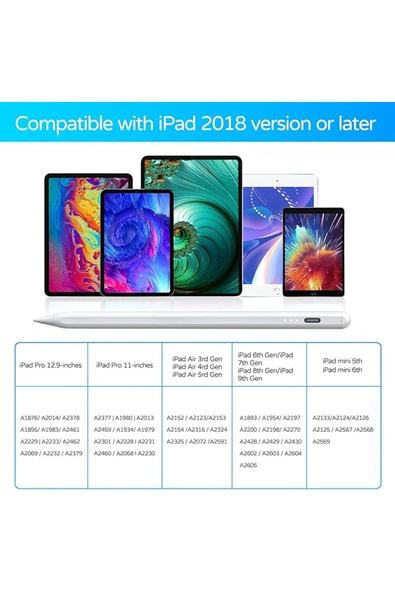 bravesons İpad Uyumlu Pen Palm Rejection Active Stylus Özel Yazı / Çizim Kalemi(3 Adet YEDEK UÇ) - Resim 2