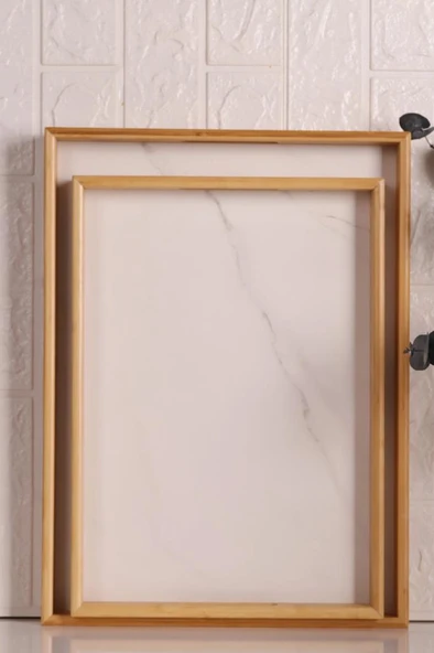 Bambum Marbella - 2`li Mermer Desenli Tepsi Beyaz Büyük Orta ürün görseli