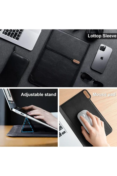 Cisteen Nillkin15.6inç MacBook KılıfStandlı MausePed Vegan Deri Apple uyumlu Samsung uyumlu Laptop Çantası - Resim 3