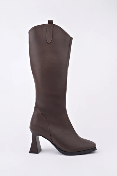 Muggo ASTORİA Küt Burun Yandan Fermuarlı Topuklu Kadın Çizme - 3