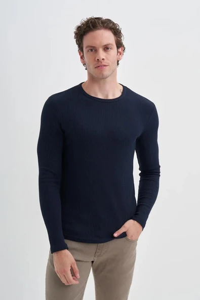 Cazador Waffle Rahat Kumaş %100 Pamuklu Slim Fit Sweatshirt-51640 - Resim 2