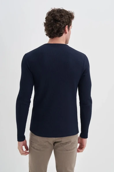 Cazador Waffle Rahat Kumaş %100 Pamuklu Slim Fit Sweatshirt-51640 - Resim 3