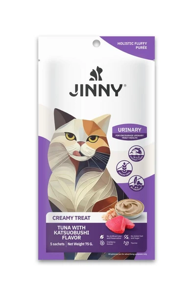 Jinny Creamy Treat Urinary Tuna ve Palamut Etli Kedi Ödülü 5X15GR