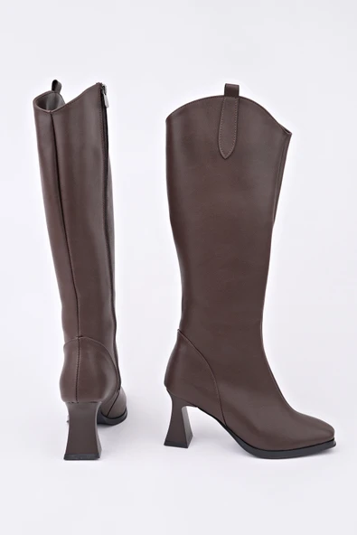 Muggo ASTORİA Küt Burun Yandan Fermuarlı Topuklu Kadın Çizme - 2