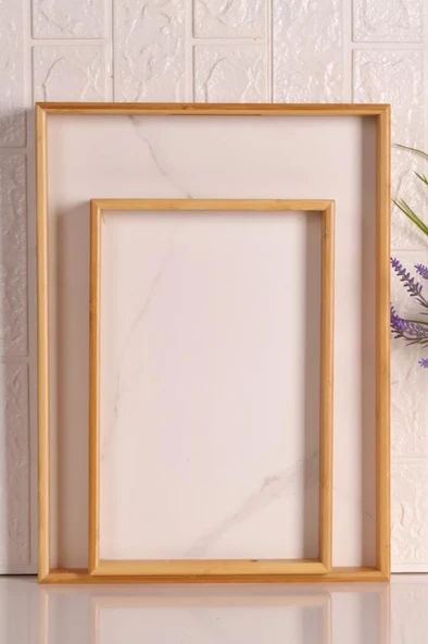 Bambum Marbella - 2`li Mermer Desenli Tepsi Beyaz Büyük Küçük - Resim 3