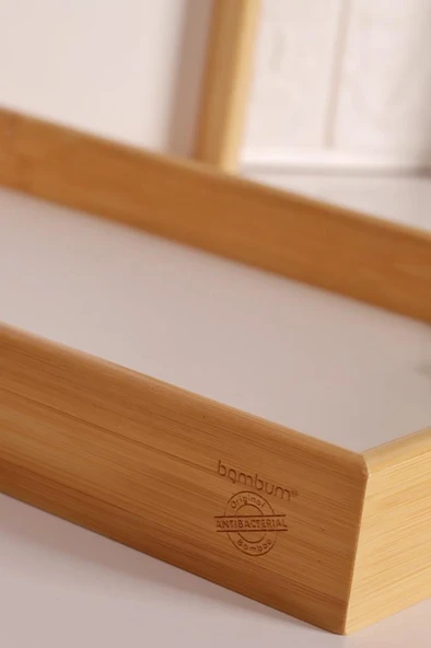 Bambum Marbella - 2`li Mermer Desenli Tepsi Beyaz Orta Küçük - Resim 4