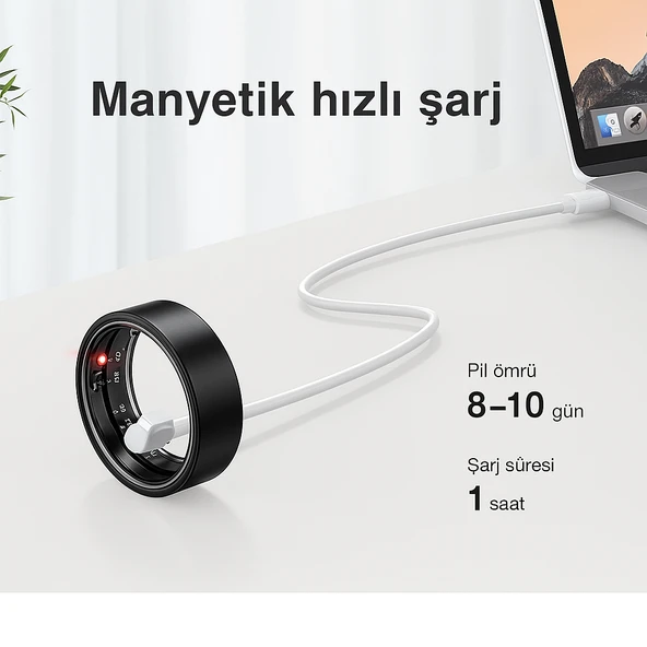 Akıllı Yüzük  Kalp Atışı, Uyku, Adım ve Kan Oksijen Takibi Sağlığınızı Parmak Ucunuzda Takip Edin - 6