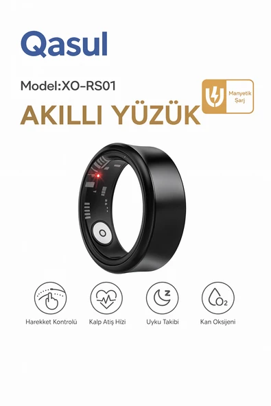 Akıllı Yüzük  Kalp Atışı, Uyku, Adım ve Kan Oksijen Takibi Sağlığınızı Parmak Ucunuzda Takip Edin