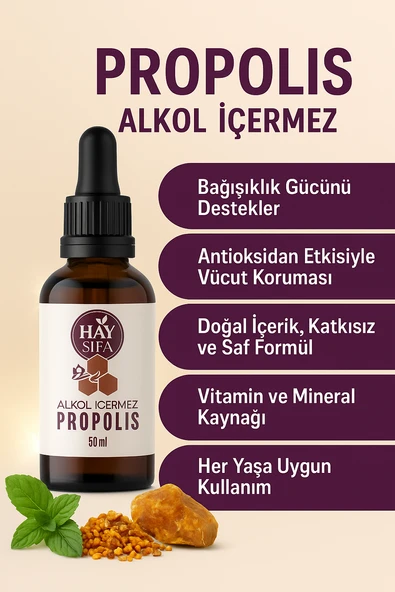 Hay Şifa Propolis Damla 50 ml Günlük Bağışıklık Destekleyici Doğal Damla ürün görseli