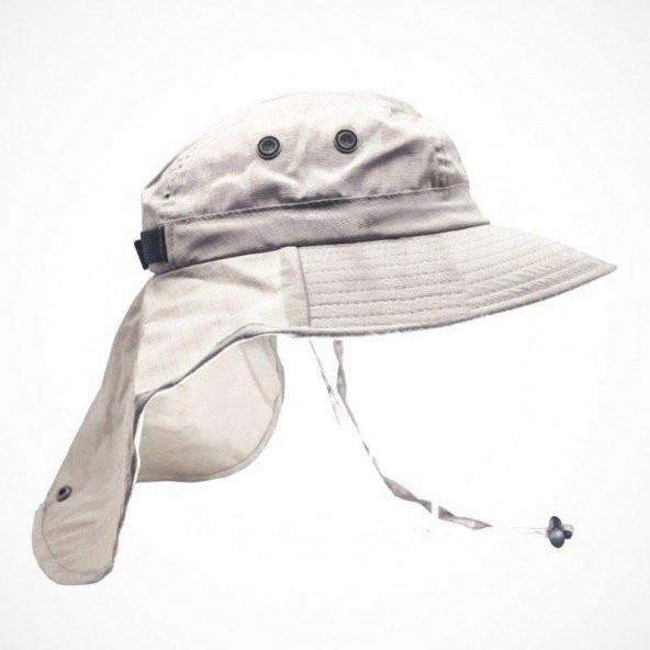 Kırık Beyaz Renk Ayarlanabilir Özellikli Safari Trekking Şapkası