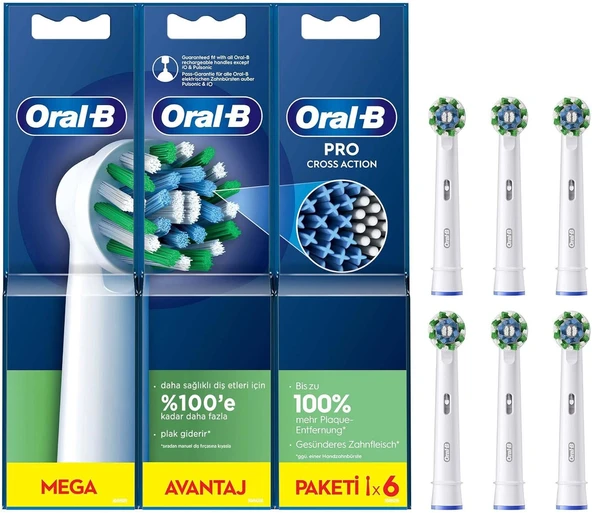 Oral-B Cross Action Şarjlı Diş Fırçası Yedek Başlığı 6 Adet - 1