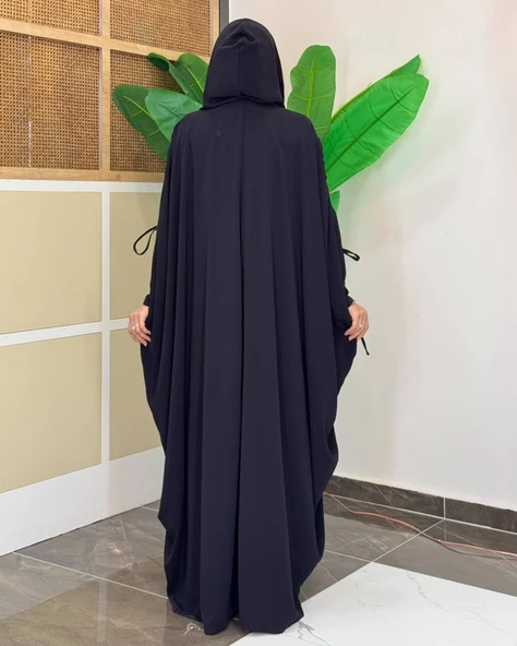 Kapüşonlu Abaya & Elbise İkili Takım – Medine İpeği - 3