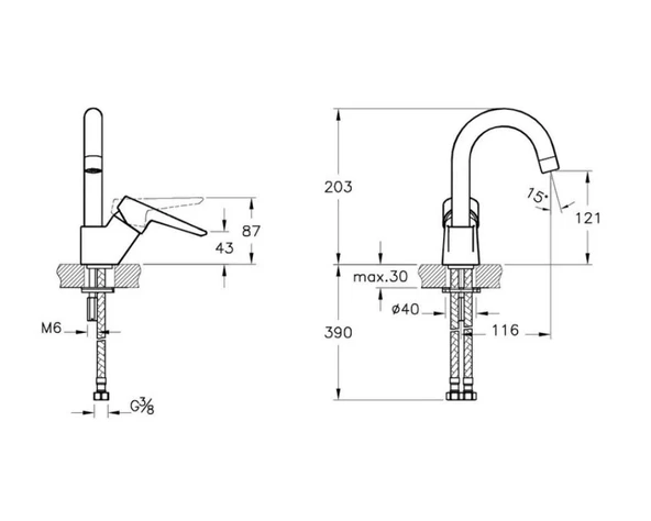 Artema Solid S Banyo Bataryası + Solid S Kuğu Lavabo Bataryası + Doppo Prime Lux Tepe Duş Sistemi - Resim 5