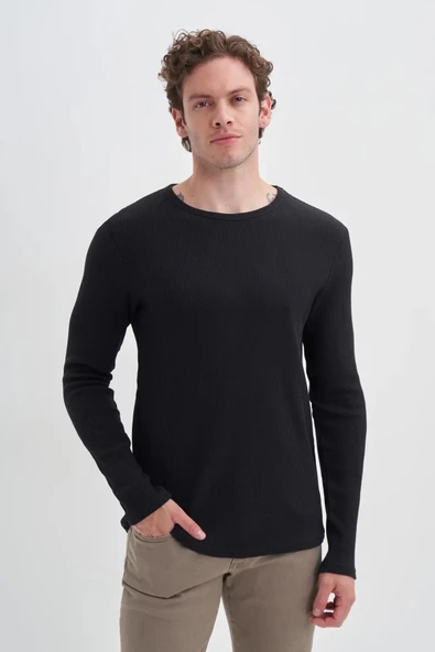 Cazador Waffle Rahat Kumaş %100 Pamuklu Slim Fit Sweatshirt-51640 - Resim 2