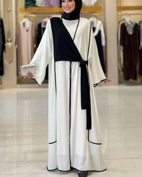 Önden Bağlama Detaylı Medine İpeği Abaya - 8