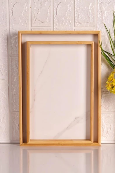 Bambum Marbella - 2`li Mermer Desenli Tepsi Beyaz Orta Küçük ürün görseli