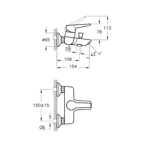 Artema Solid S Banyo Bataryası + Solid S Kuğu Lavabo Bataryası + Doppo Prime Lux Tepe Duş Sistemi - Resim 4