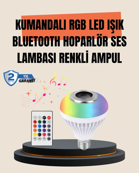 12W LED Ampul – Renkli Işık ve Dahili Hoparlör Özellikli ürün görseli
