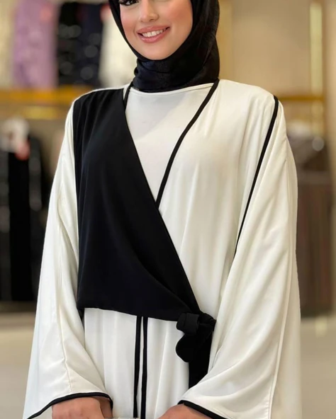 Önden Bağlama Detaylı Medine İpeği Abaya - 6
