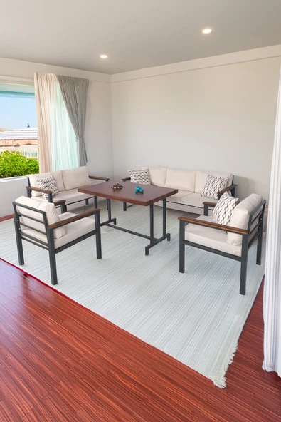 NEOKAS Metal Balkon Seti, Bahçe Takımı, Kafe Koltuğu, Bekleme Alanı Koltuğu, Oturma Grubu 1 + 1 + 2 + 3 + M - Resim 2