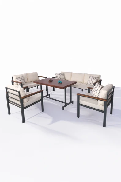 NEOKAS Metal Balkon Seti, Bahçe Takımı, Kafe Koltuğu, Bekleme Alanı Koltuğu, Oturma Grubu 1 + 1 + 2 + 3 + M - Resim 3