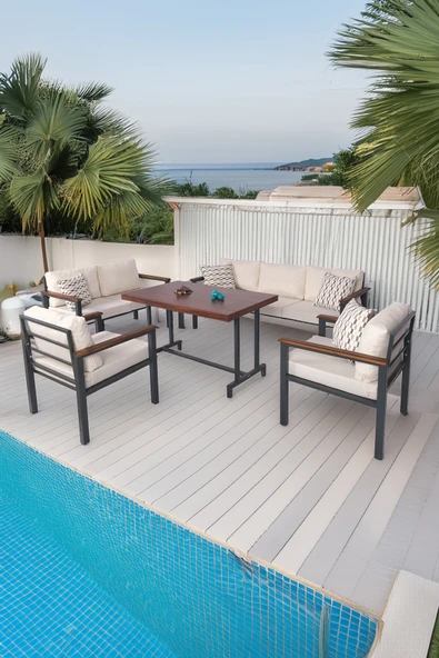 NEOKAS Metal Bahçe Takımı, Balkon Seti, Kafe Koltuğu, Bekleme Alanı Koltuğu, Oturma Grubu 1 + 1 + 2 + 3 + M - Resim 2