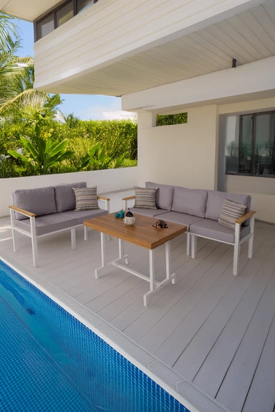 NEOKAS  Bahçe Takımı, Balkon Mobilyası, 2+3+Masa, Kafe Koltuğu, Minimalist Tasarım - Resim 2