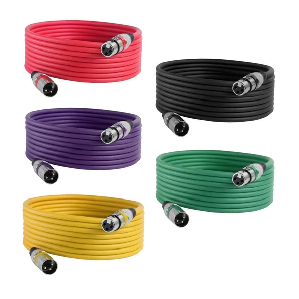 Midex MXL-10M-5x Kaliteli XLR TO XLR 10 mt. Mikrofon Kablosu (5 Adet 5 Renk) ürün görseli 1