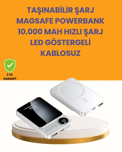 20W PD ve 15W Manyetik Kablosuz Şarj Destekli Taşınabilir Powerbank