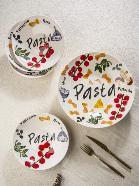 We all love PASTA 5 Parça Servis Seti- El Boyama - Resim 3