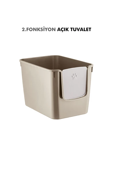 Pribor HZ-500 Xxl 3 Fonksiyonlu Açık / Kapalı Kedi Tuvaleti ve Taşıma Çantası Bej 56 x 40 x 43 Cm - Resim 3